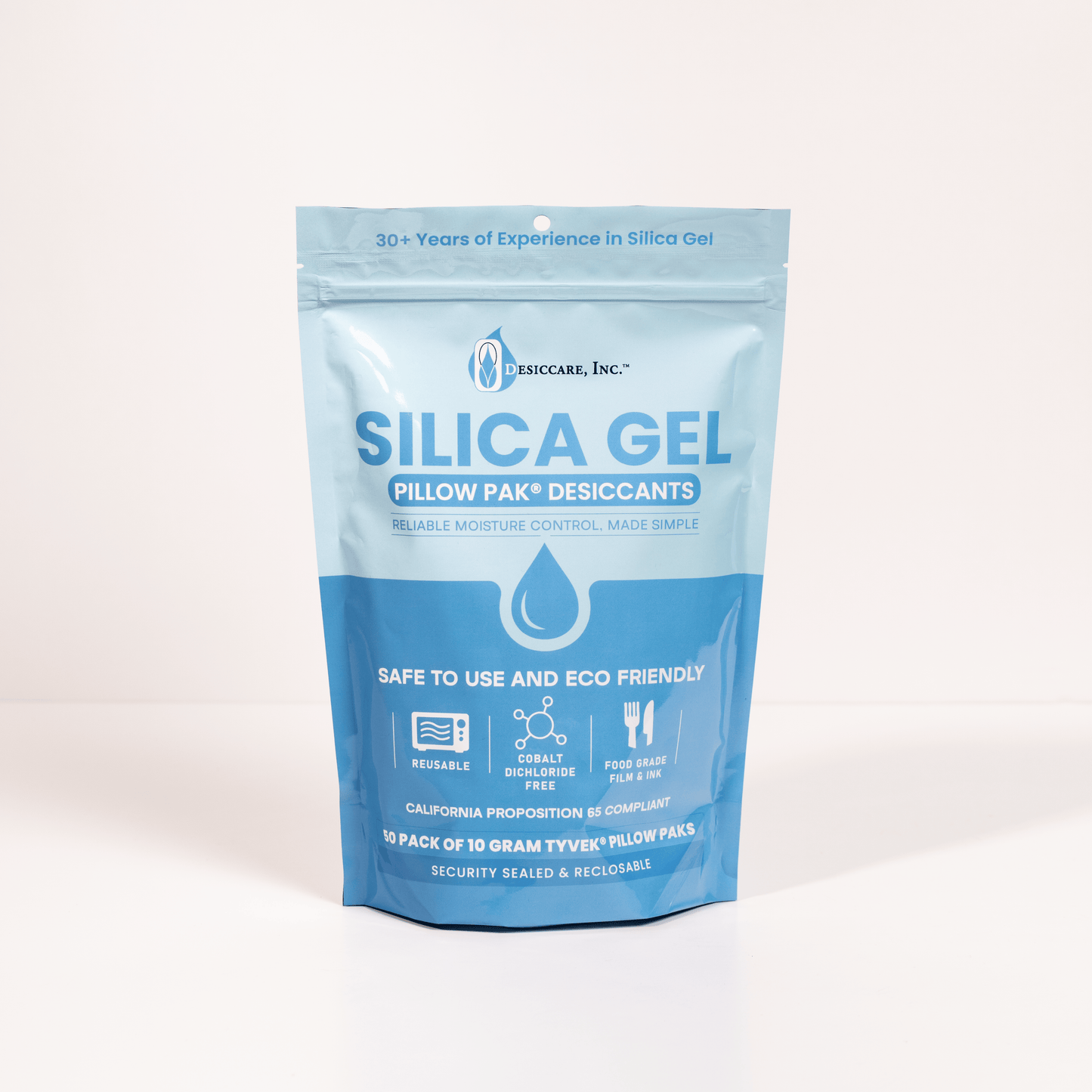 10 Gram Silica Gel Pillow Pak® Desiccant in Tyvek – Food Safe Moisture Absorbers (50-Pack)