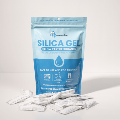 10 Gram Silica Gel Pillow Pak® Desiccant in Tyvek – Food Safe Moisture Absorbers (50-Pack)