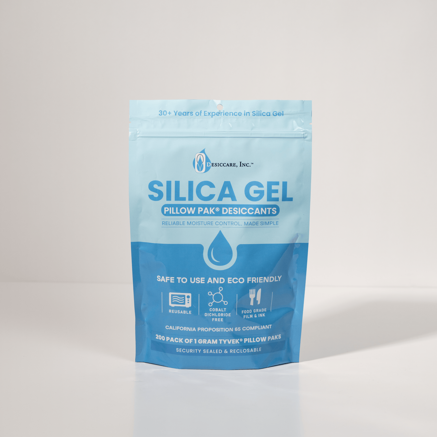 1 Gram Silica Gel Pillow Pak® Desiccant in Tyvek – Food Safe Moisture Absorbers (200-Pack)