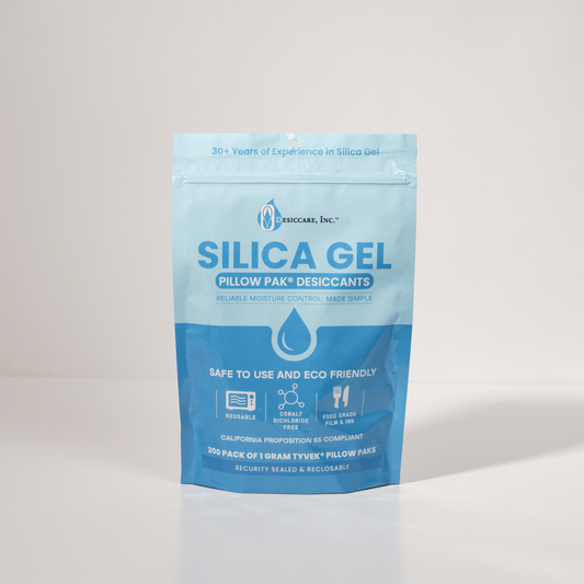 1 Gram Silica Gel Pillow Pak® Desiccant in Tyvek – Food Safe Moisture Absorbers (200-Pack)