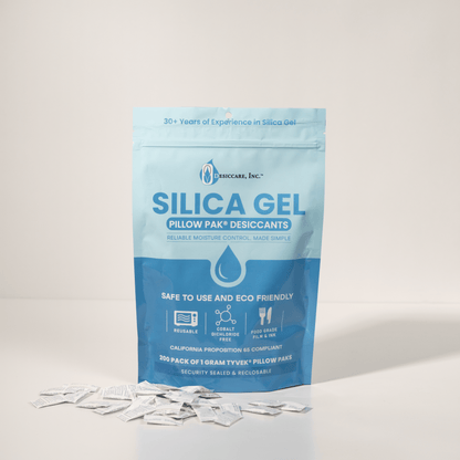 1 Gram Silica Gel Pillow Pak® Desiccant in Tyvek – Food Safe Moisture Absorbers (200-Pack)