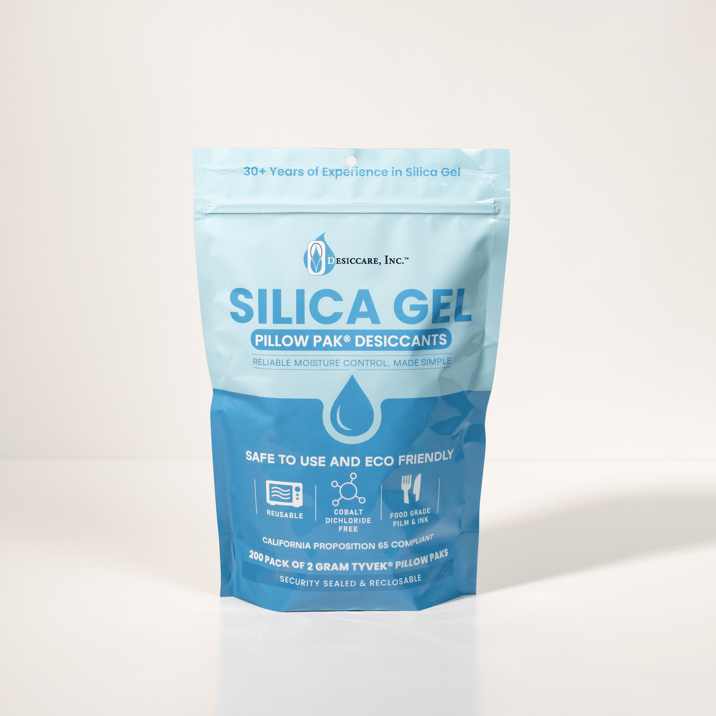 2 Gram Silica Gel Pillow Pak® Desiccant in Tyvek – Food Safe Moisture Absorbers (200-Pack)