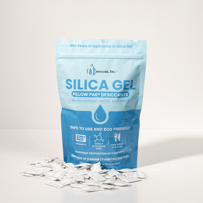 2 Gram Silica Gel Pillow Pak® Desiccant in Tyvek – Food Safe Moisture Absorbers (200-Pack)
