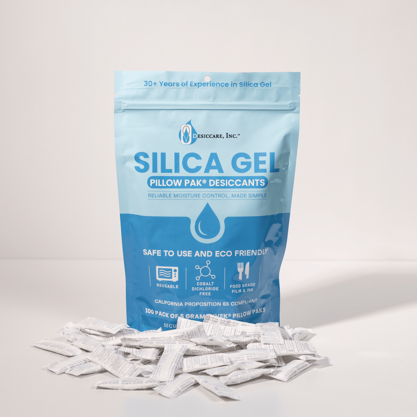 5 Gram Silica Gel Pillow Pak® Desiccant in Tyvek – Food Safe Moisture Absorbers (100-Pack)